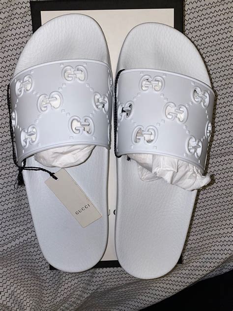 white gucci slides ebay|gucci white slides women.